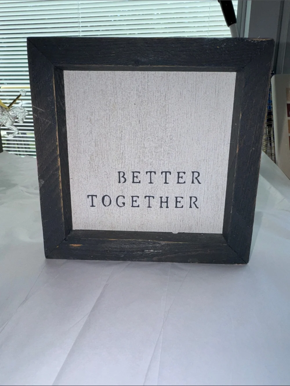 Better Together Framed Wood Sign - Black and Cream Home Accent